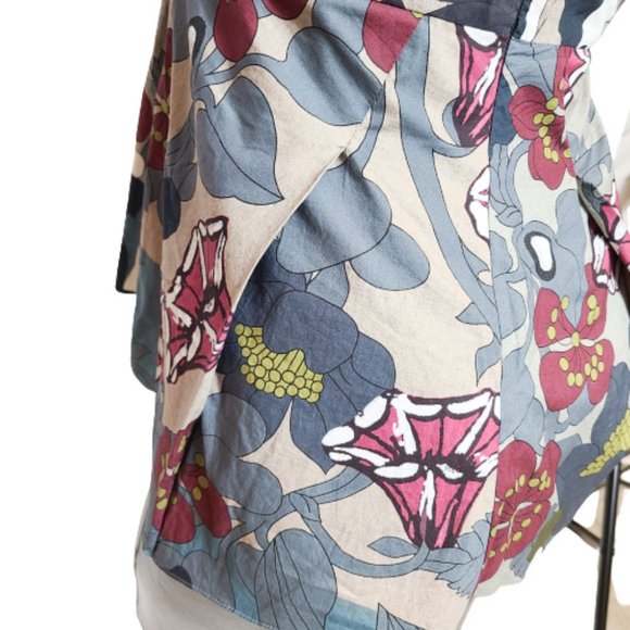 Marni Heathered Multi Floral Cotton Sleeveless Peplum Blouse/Top, - Picture 13 of 16